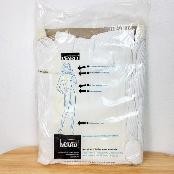 Vintage 70s Montgomery Ward Deadstock Thermal Underwear Set (Top & Pants) Size M - Picture 8 of 8